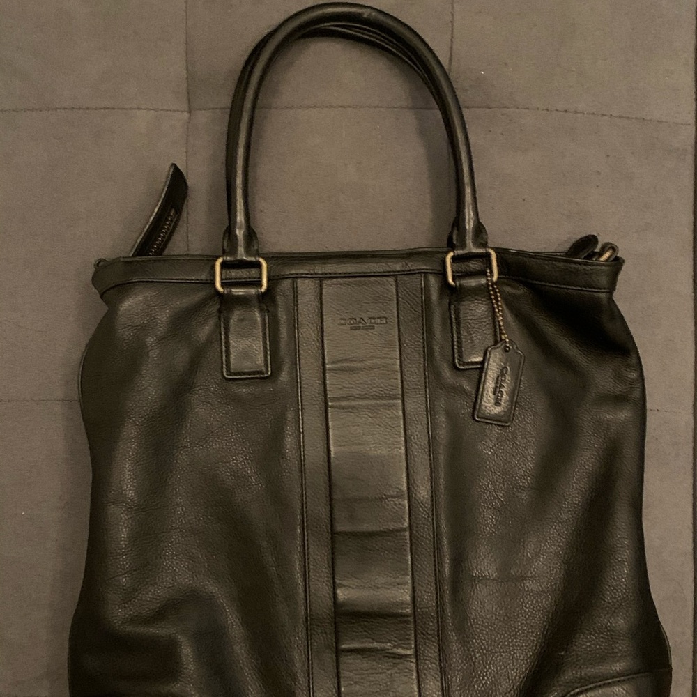 Coach Black Leather Tote Bag